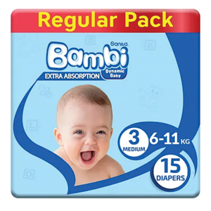 بامبي حفايض وسط رقم 3 - 15 حفاض