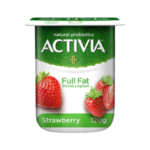 زبادي فراولة اكتيفيا كامل الدسم  120 جرام
